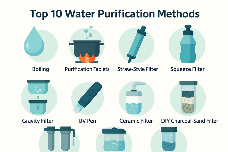 “10 water purification tools lined up for comparison”